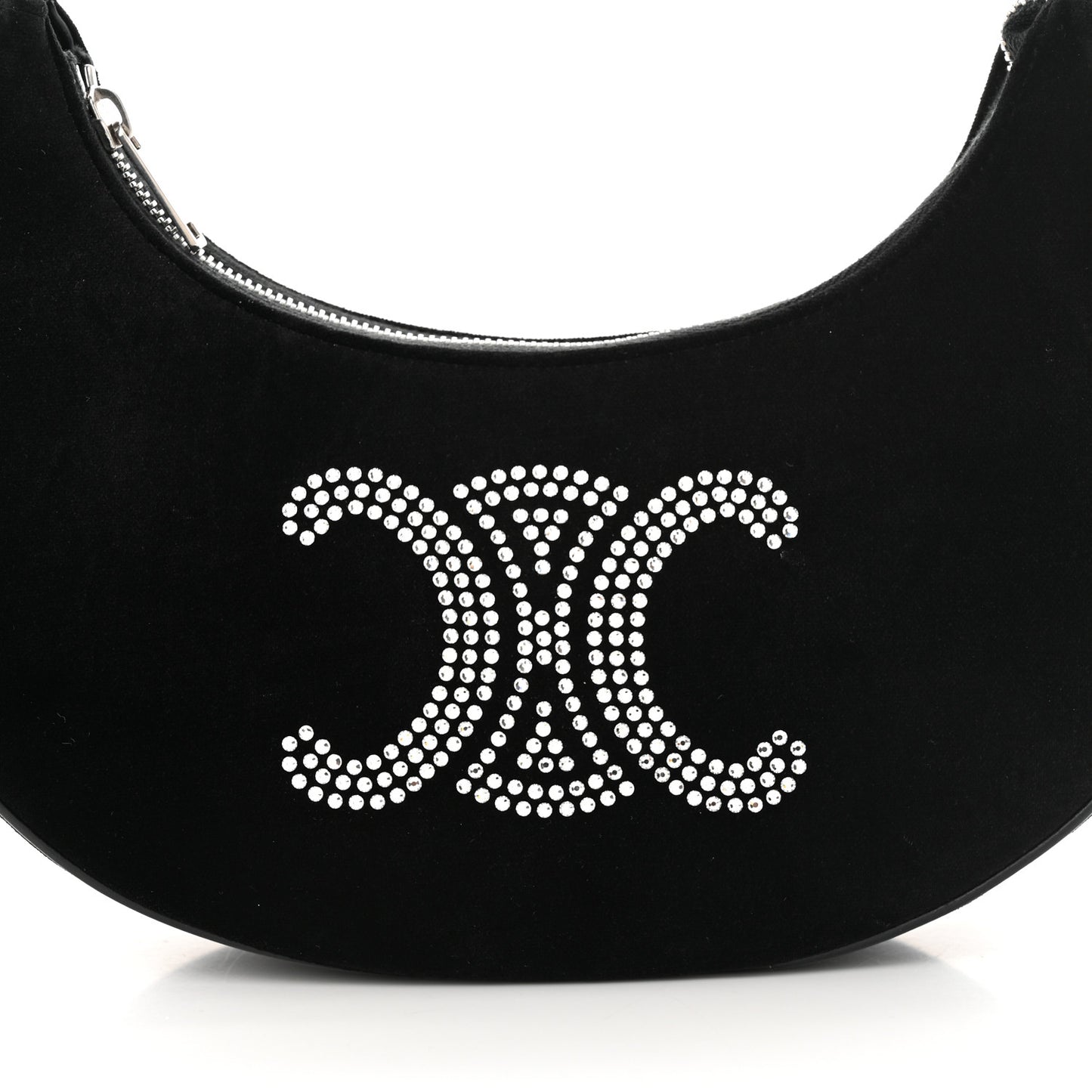 Velvet Strass Triomphe Ava Shoulder Bag Black
