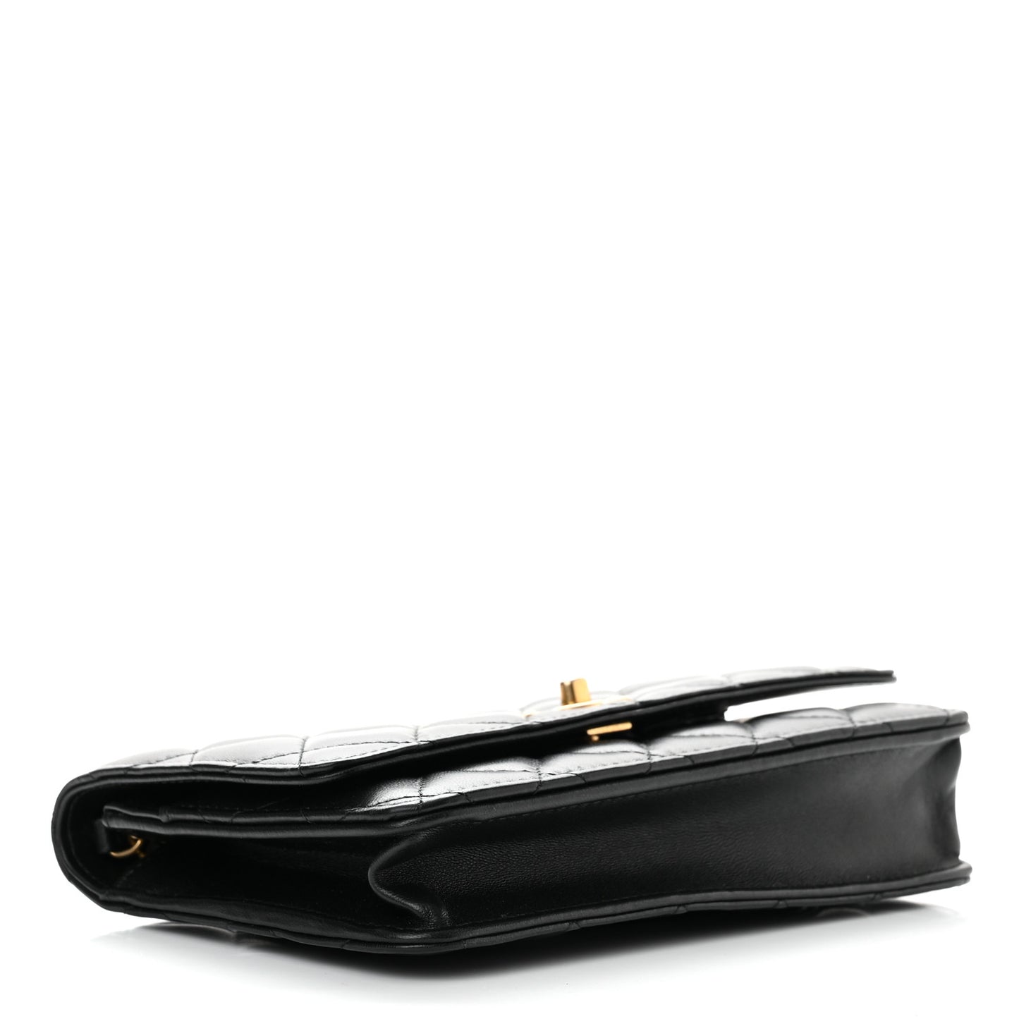 Lambskin Quilted CC Pearl Crush Wallet on Chain WOC Black