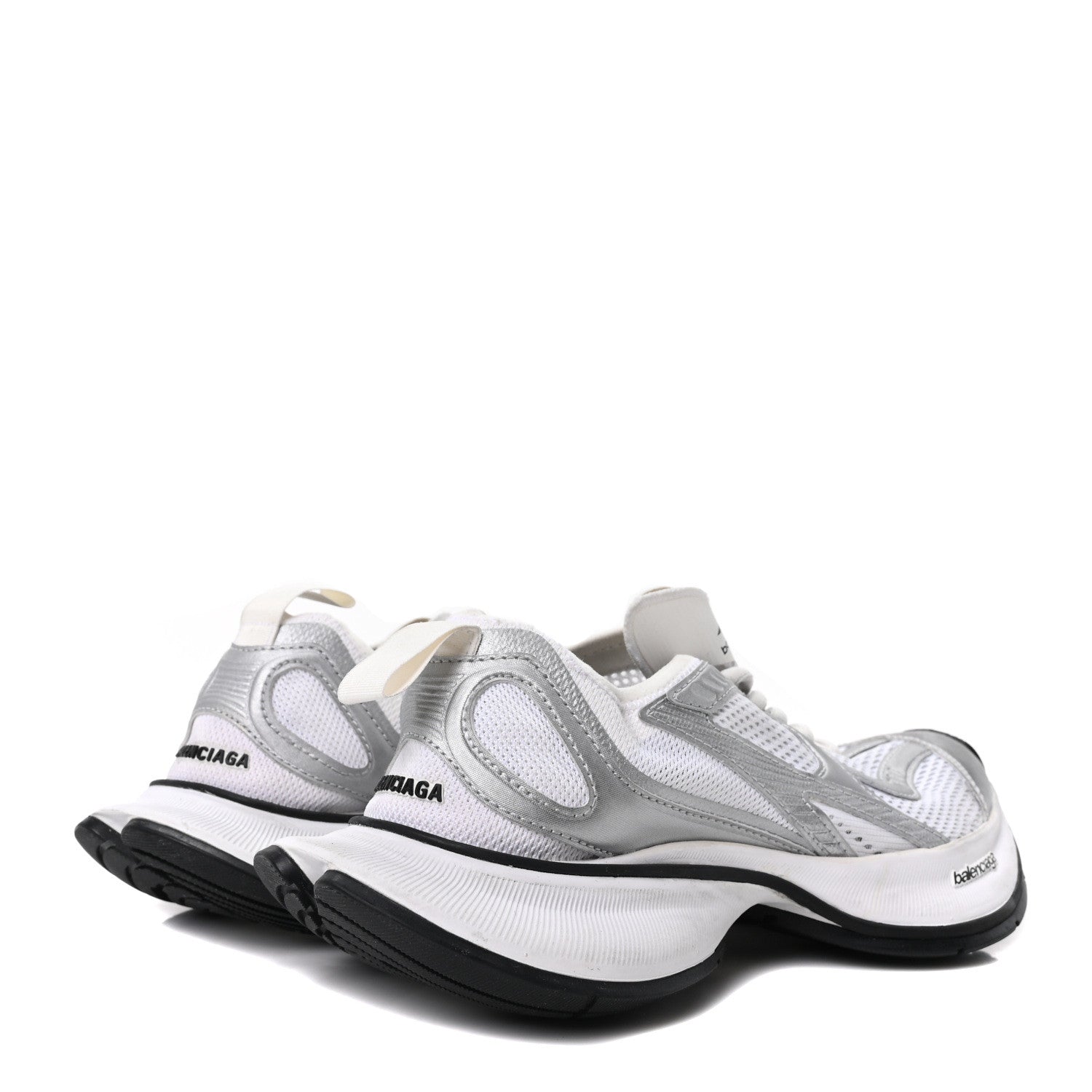 Balenciaga Metallic Calfskin Mesh Circuit Womens Sneaker 37 Silver White 5 of 8