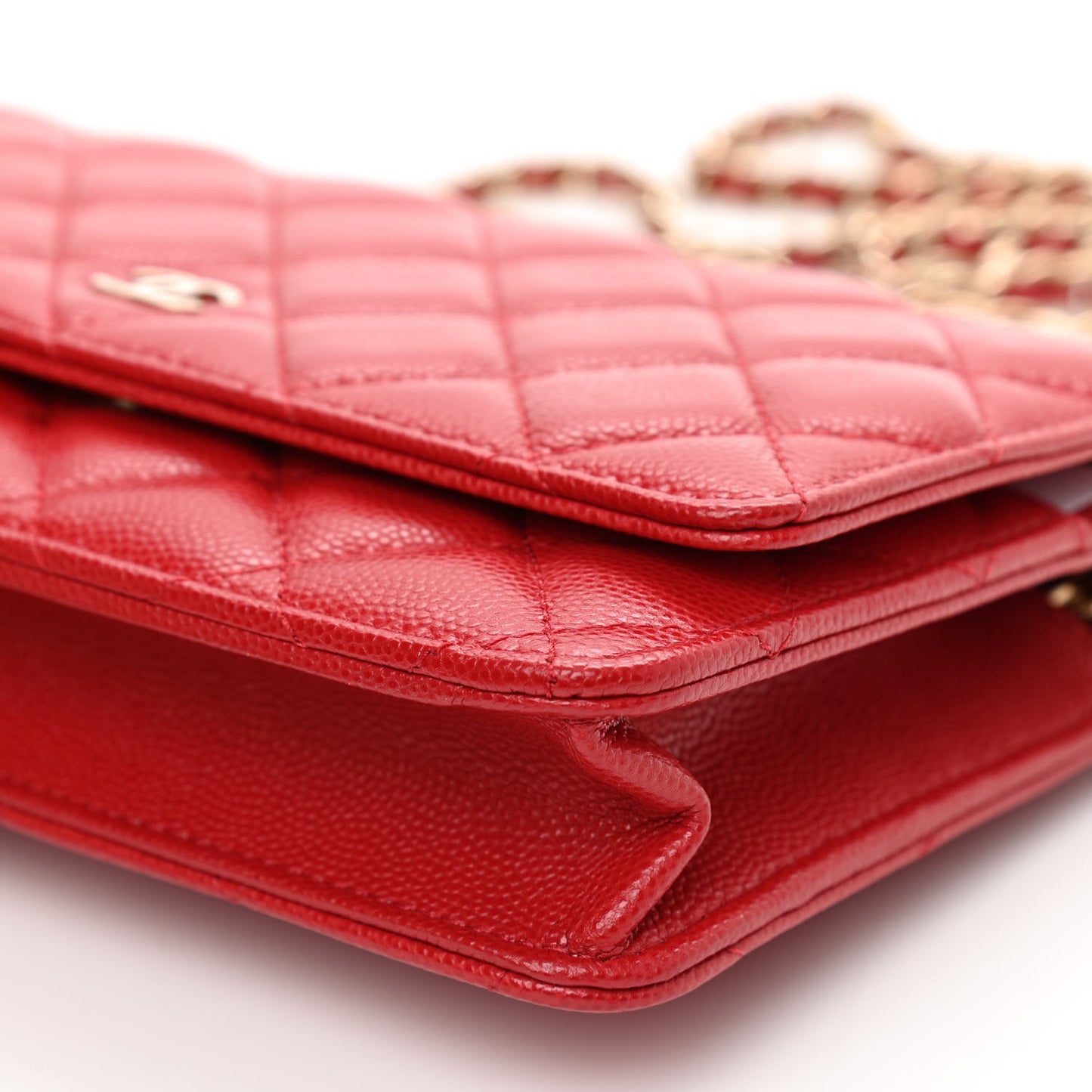 Caviar Quilted Wallet On Chain WOC Red