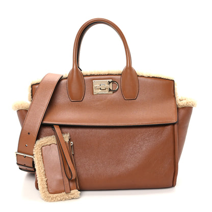 Salvatore Ferragamo Sheepskin Shearling The Studio Bag Sella 1 of 10