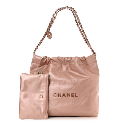 Chanel Metallic Calfskin Quilted Small Chanel 22 Pink 1 of 12
