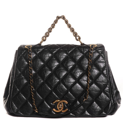 Chanel Aged Calfskin Quilted Large Pondichery Flap Black 1 of 8