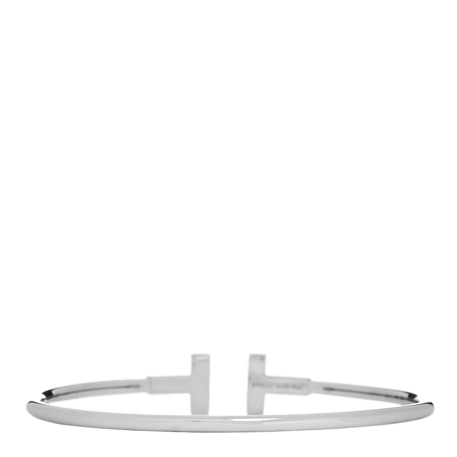 Tiffany 18K White Gold Narrow T Wire Bracelet 2 of 3