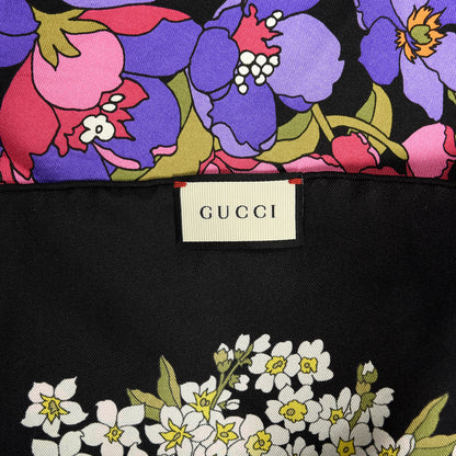 Gucci Silk Degrade Floral Square Scarf Black Multicolor 5 of 5