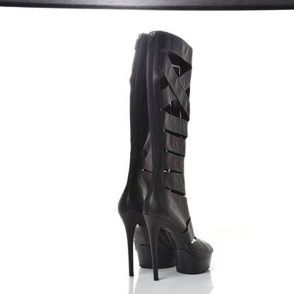 Gucci Calfskin Helena Tall Cutout Boots 41 Black 4 of 9