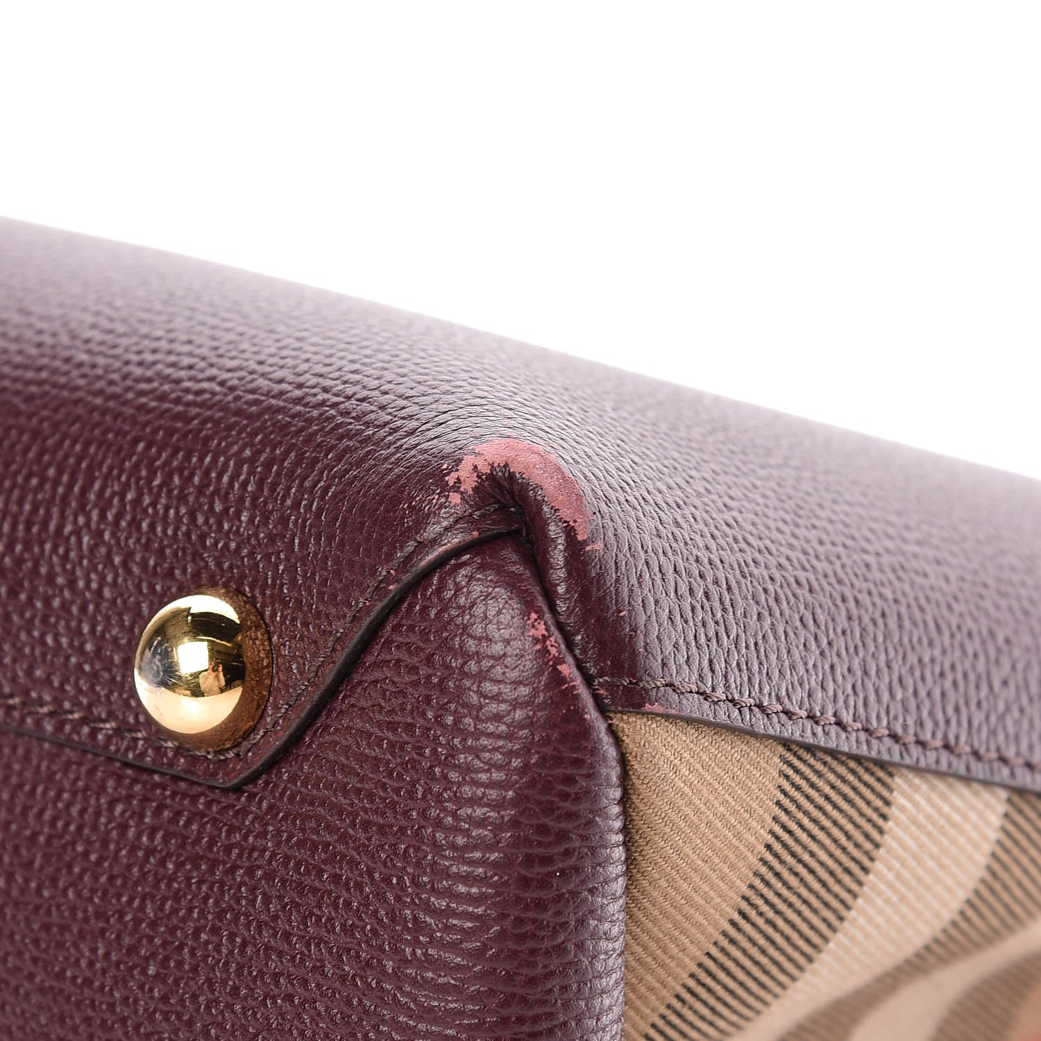 Burberry Grainy Calfskin House Check Medium Banner Tote Mahogany Red 14 of 15