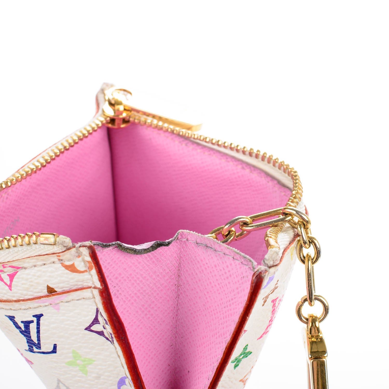 Louis Vuitton Monogram Multicolor Key Pouch White Litchi 8 of 9