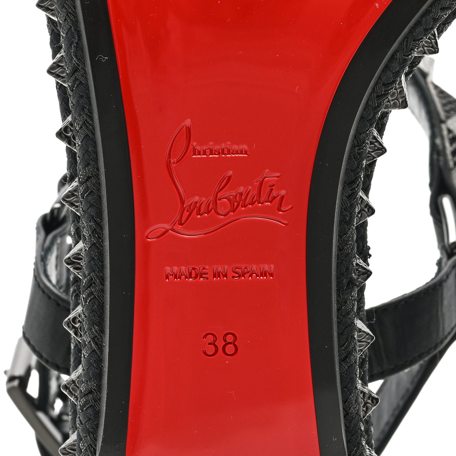 Christian Louboutin Kid Laminato Satin Pyraclou 60 Platform Sandals 38 Black 6 of 7