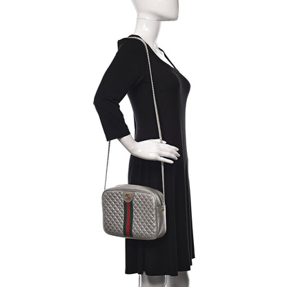 Gucci Laminated Nappa Web Trapuntata Small GG Shoulder Bag Argento 2 of 10