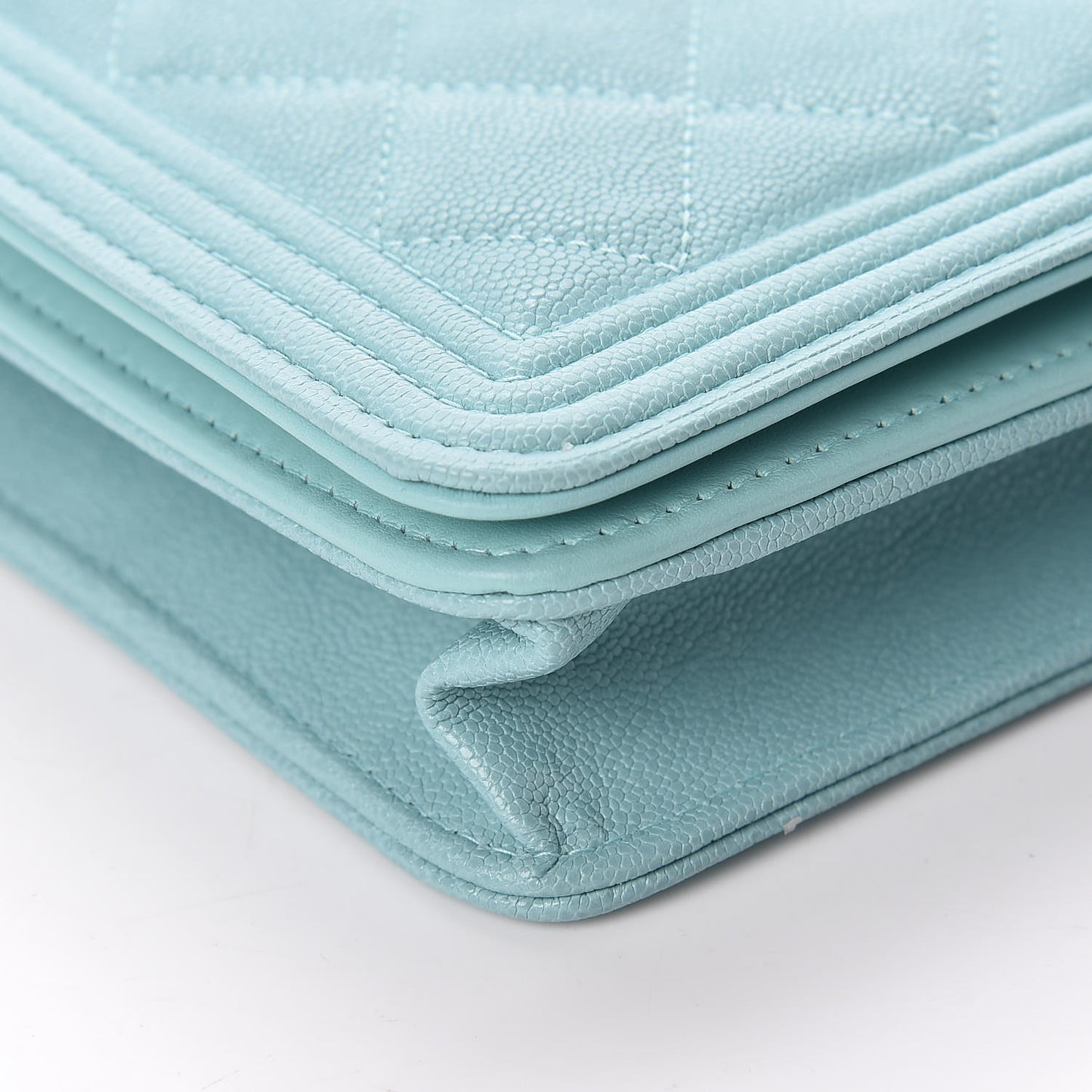 Caviar Quilted Boy Wallet On Chain WOC Light Blue