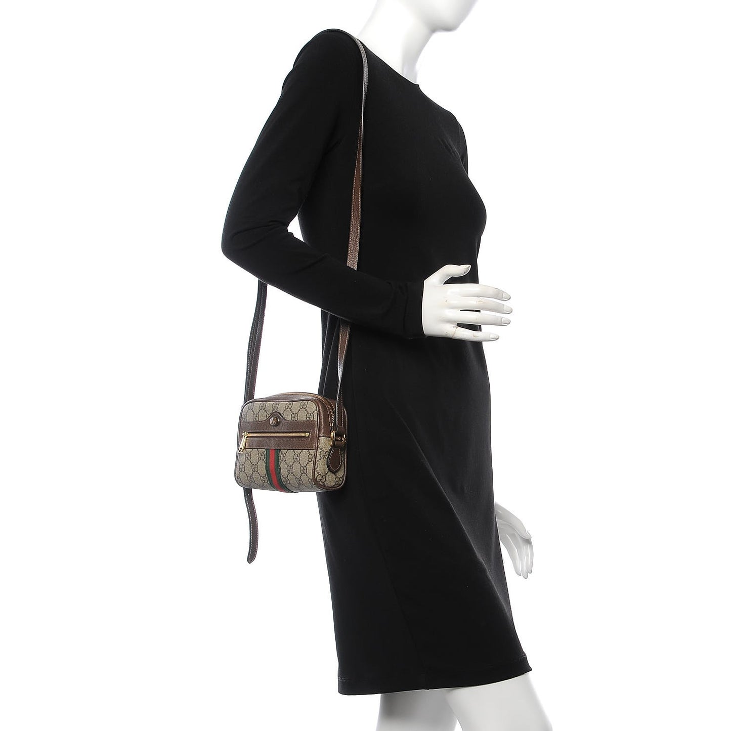 GG Supreme Monogram Web Mini Ophidia Shoulder Bag Brown
