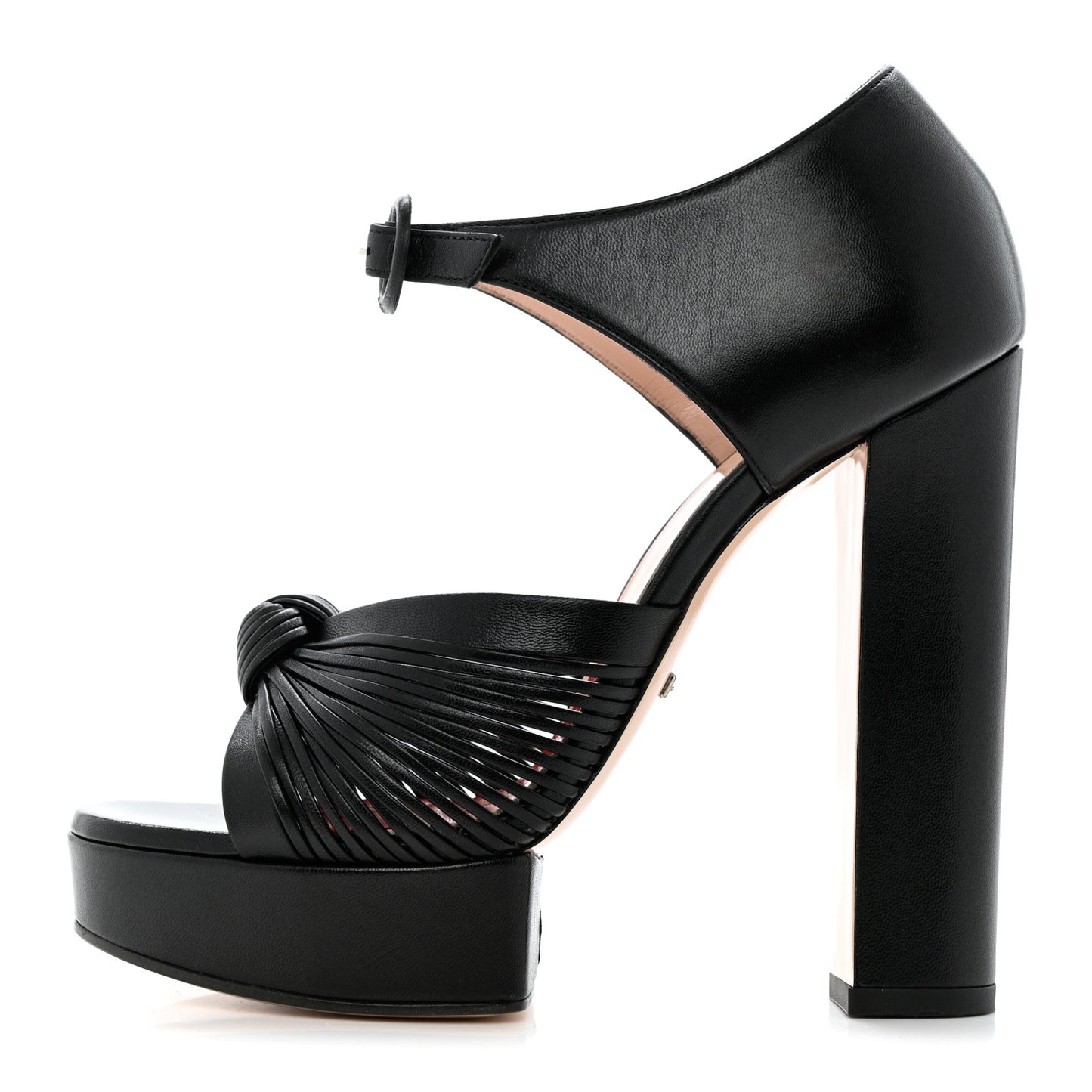 Nappa Crawford Knotted Strap Platform 36.5 Black