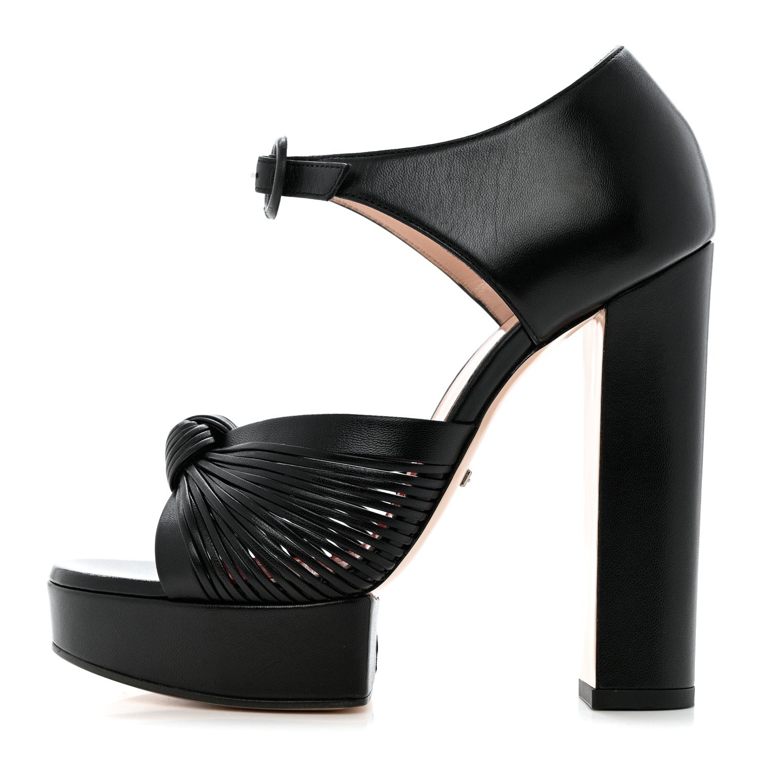 Gucci Nappa Crawford Knotted Strap Platform 36.5 Black 1 of 12