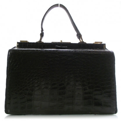 Hermes Black Vintage Crocodile Satchel 1 of 8