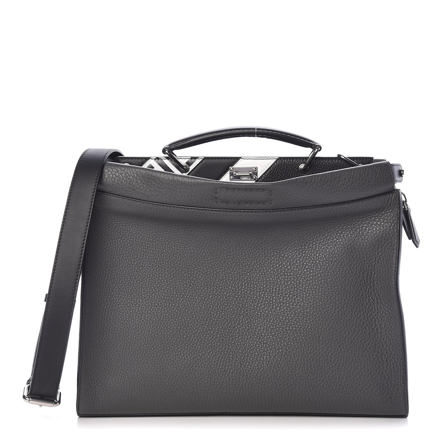 Calfskin FF Inlay Large Peekaboo Iconic Fit Satchel Asfalto