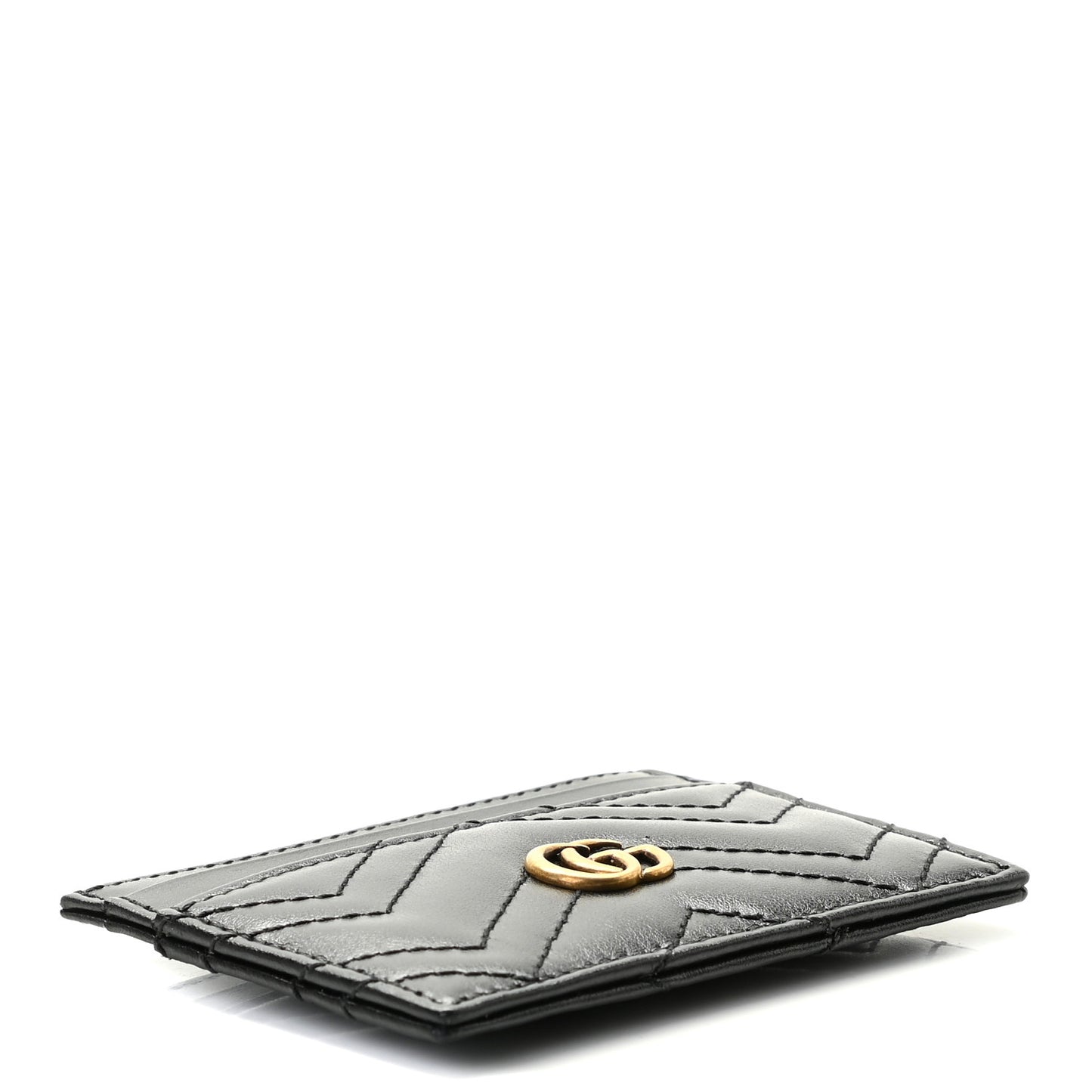 Calfskin Matelasse GG Marmont Card Holder Black