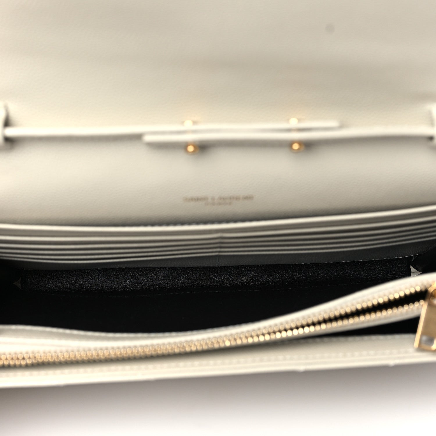 Saint Laurent Grain De Poudre Matelasse Chevron Monogram Chain Wallet Blanc Vintage 5 of 10