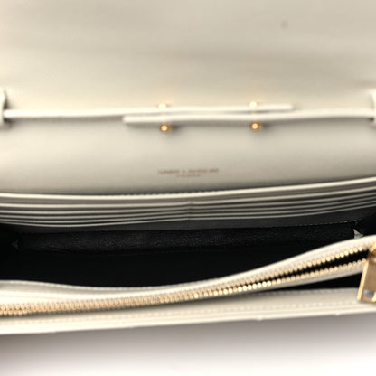 Saint Laurent Grain De Poudre Matelasse Chevron Monogram Chain Wallet Blanc Vintage 5 of 10