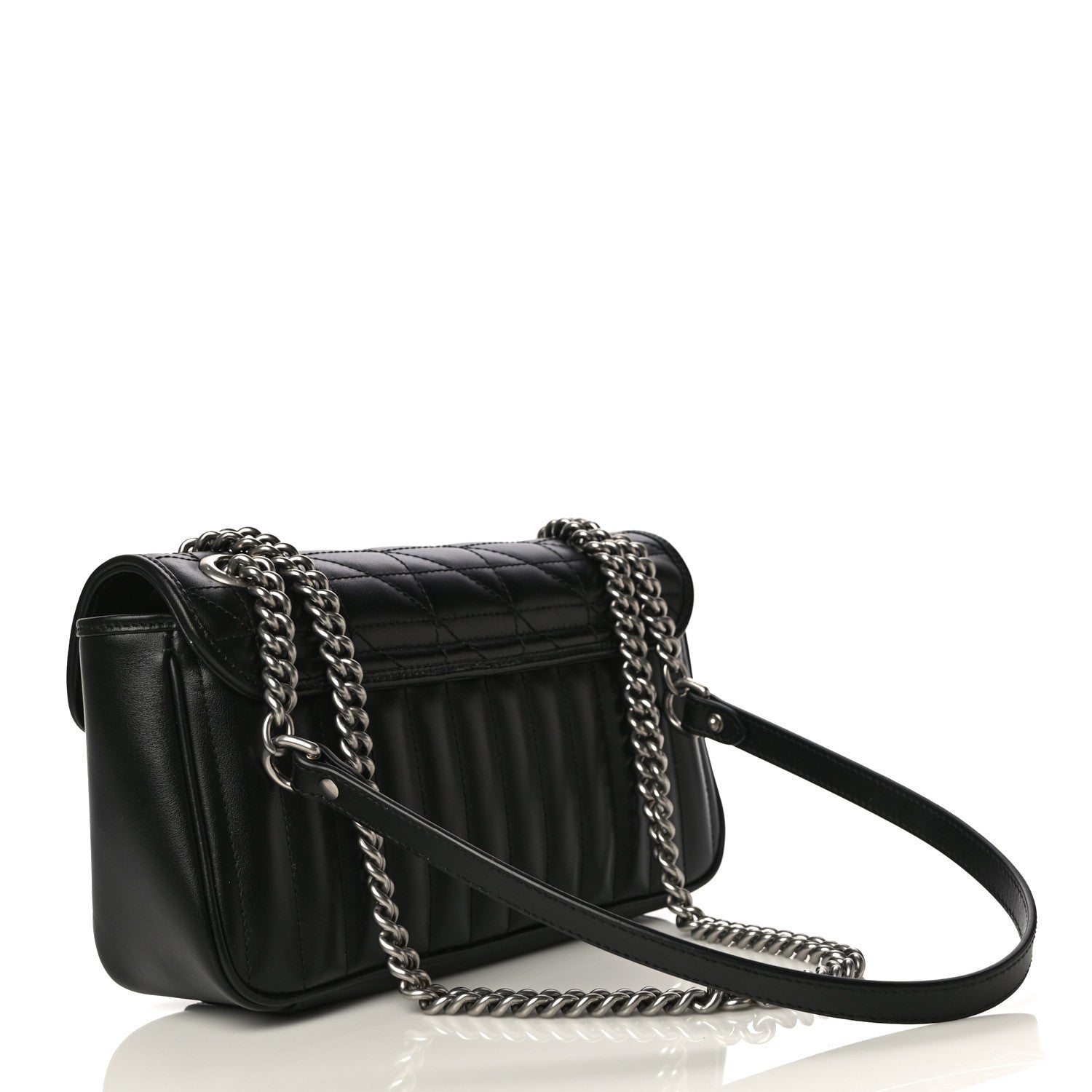 Gucci Calfskin Matelasse Aria Small GG Marmont Shoulder Bag Black 3 of 12