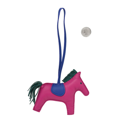 Hermes Milo Lambskin Grigri Rodeo Horse Bag Charm MM Rose Pourpre Malachite Bleu Electrique 2 of 4