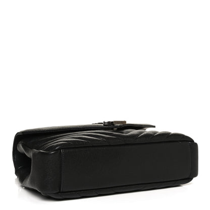 Saint Laurent Sheepskin Matelasse Chevron Monogram Medium College Bag Black 3 of 12