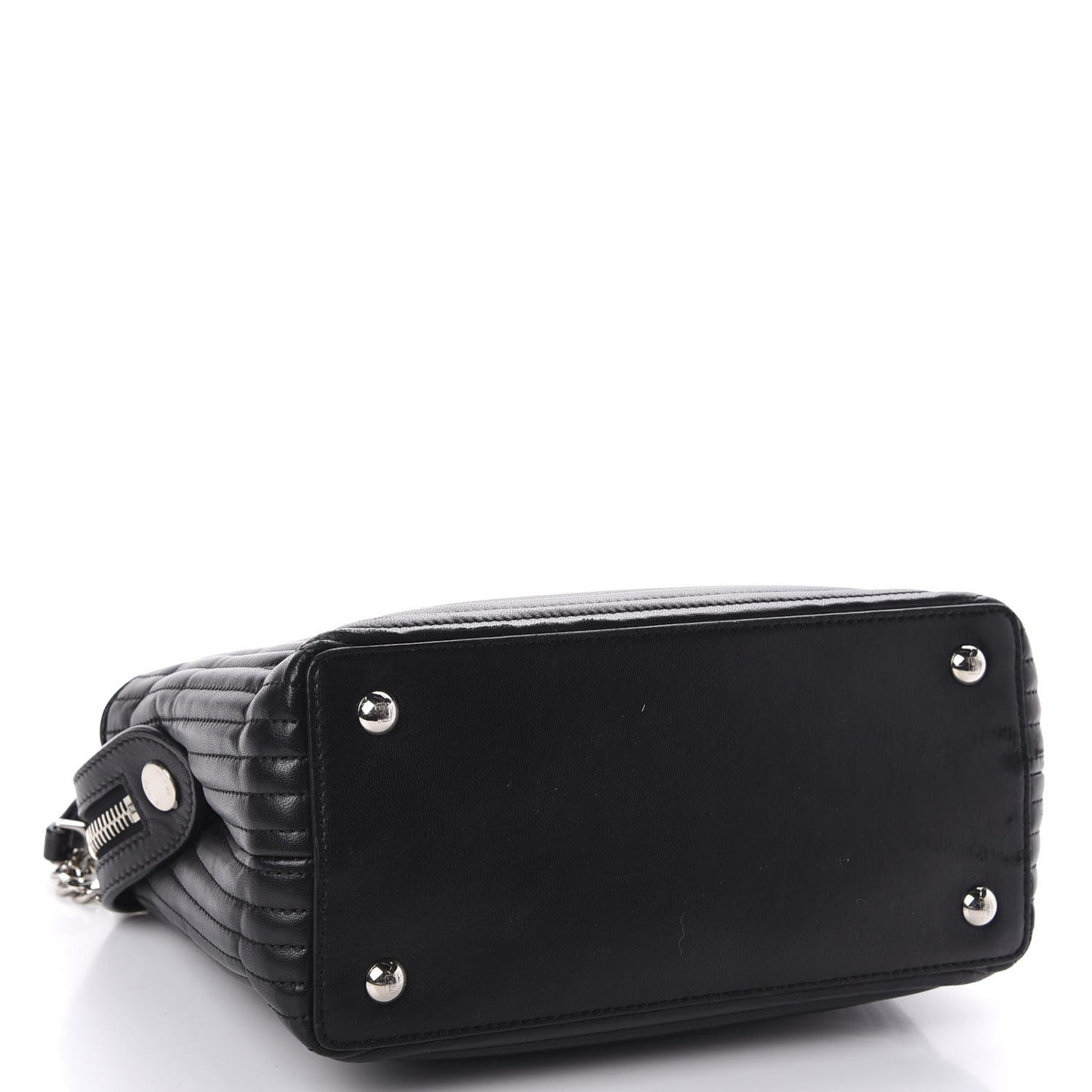 Shiny Nappa Trapuntata Small DotCom Click Top Handle Chain Satchel Black