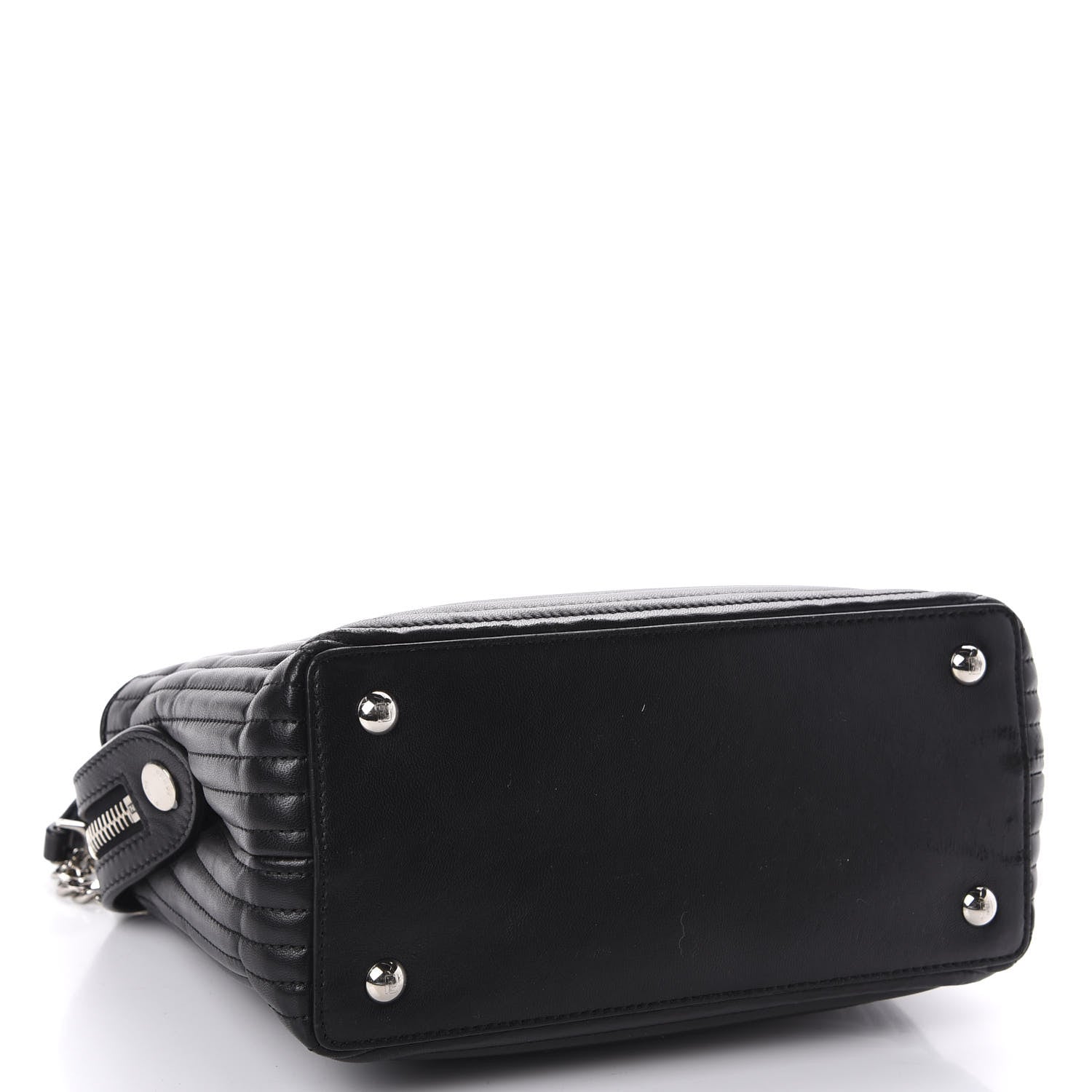 Fendi Shiny Nappa Trapuntata Small DotCom Click Top Handle Chain Satchel Black 4 of 11