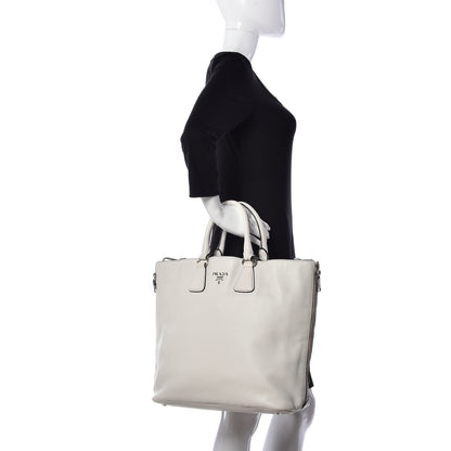 Prada Vitello Daino Side Zip Tote Talco 2 of 9