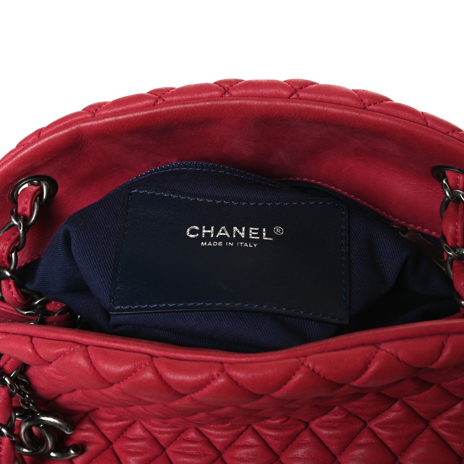 Chanel Iridescent Calfskin Quilted Just Mademoiselle Bowling Bag Red 5 of 8