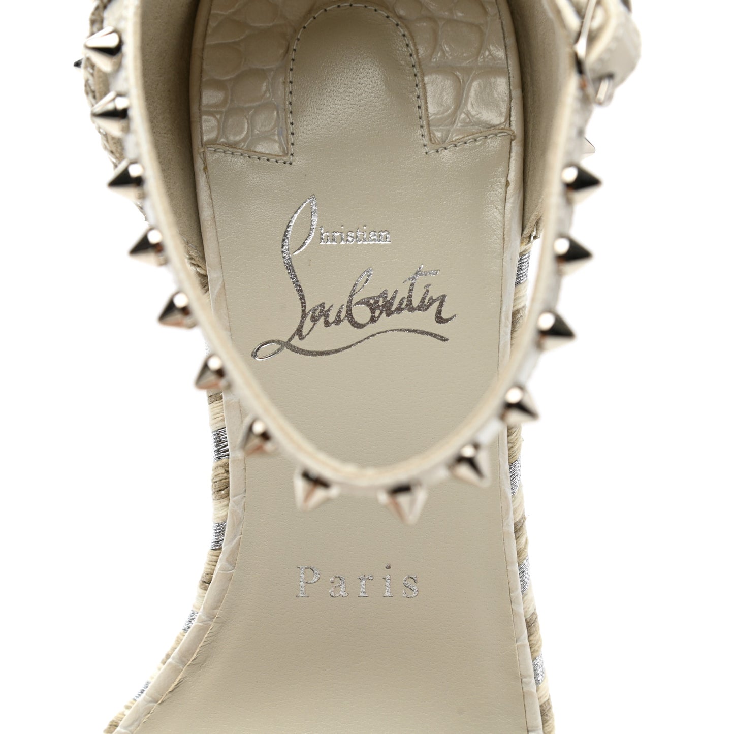 Calfskin Crocodile Embossed Madmonica 120 Wedge Sandals 38 Chalk