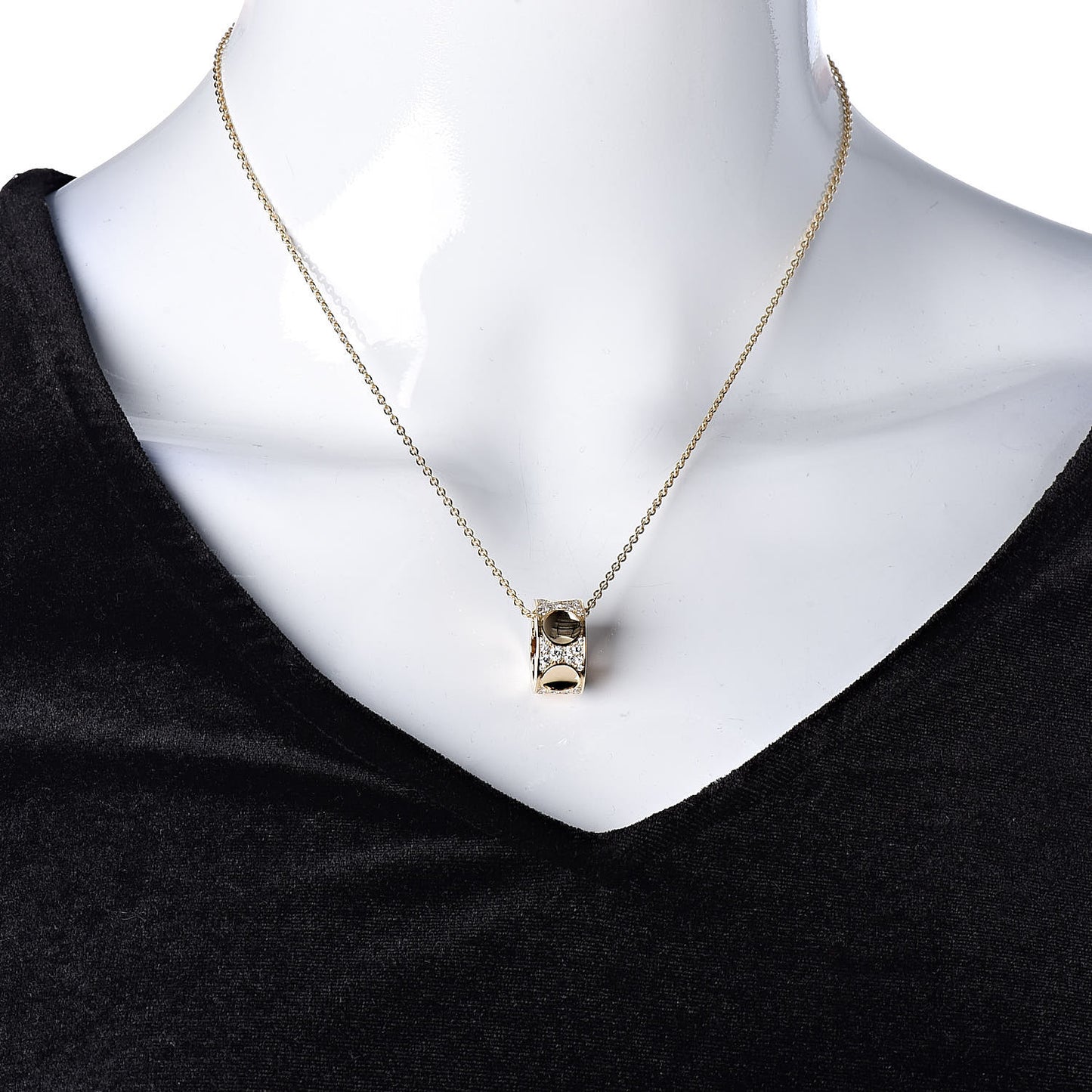18K Yellow Gold Diamond Empreinte Pendant Necklace