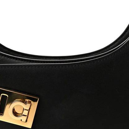 Salvatore Ferragamo Soft Calfskin Gancini Hobo Black 7 of 9