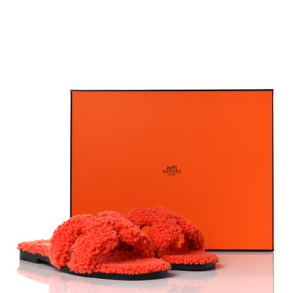 Hermes Woolskin Oran Sandals 37 Orange 8 of 8