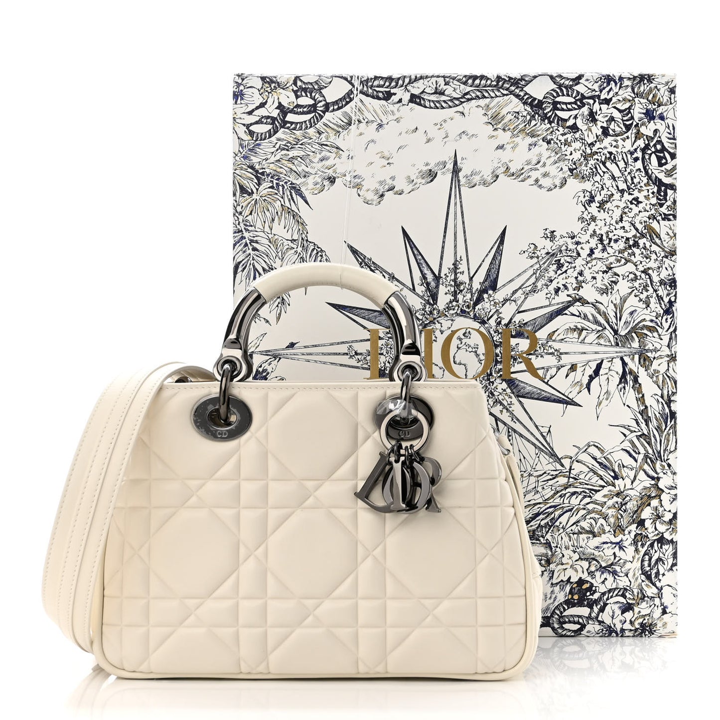 Calfskin Cannage Small The Lady 95.22 Ivory
