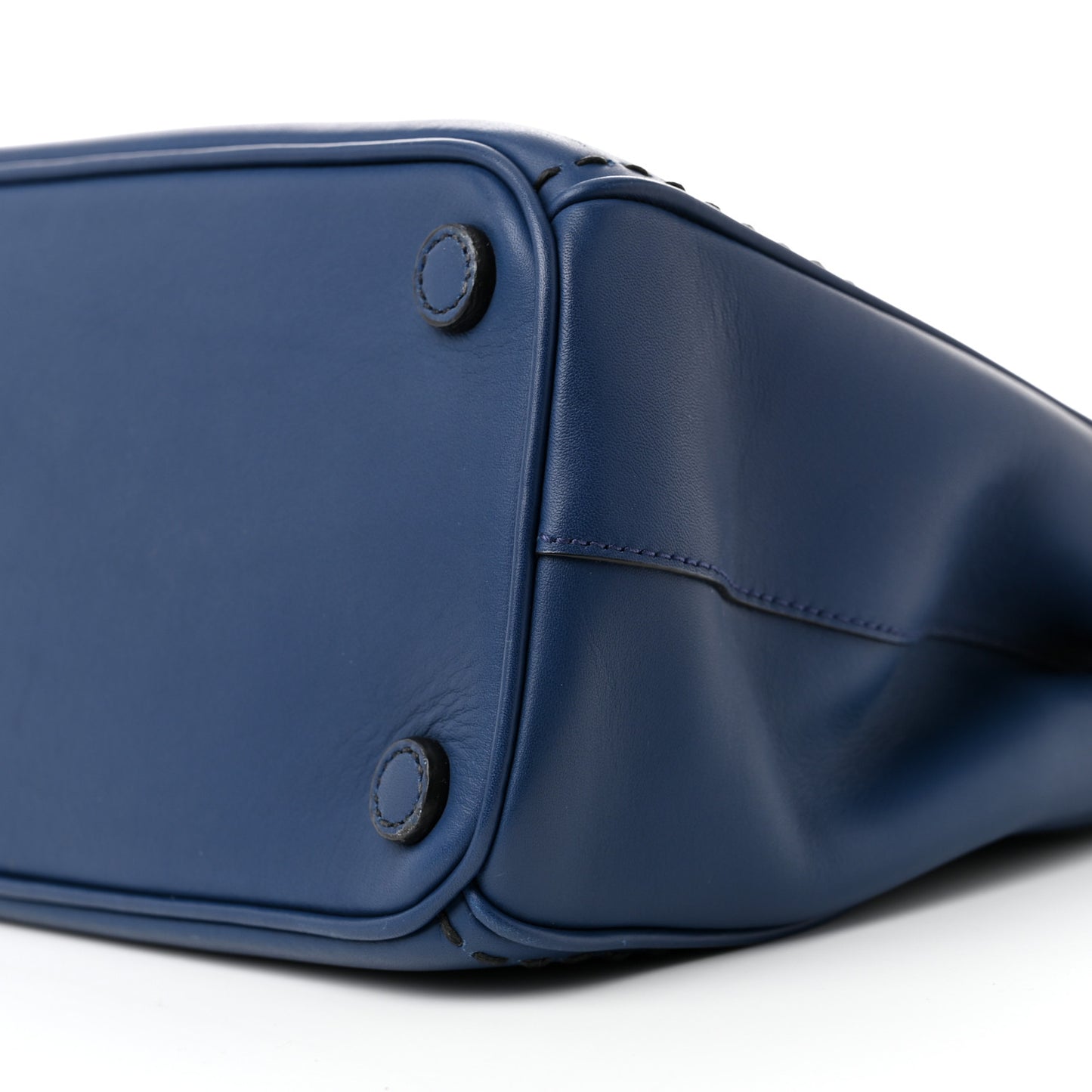 City Calf Hand Stitched Small Galleria Double Zip Tote Bluette