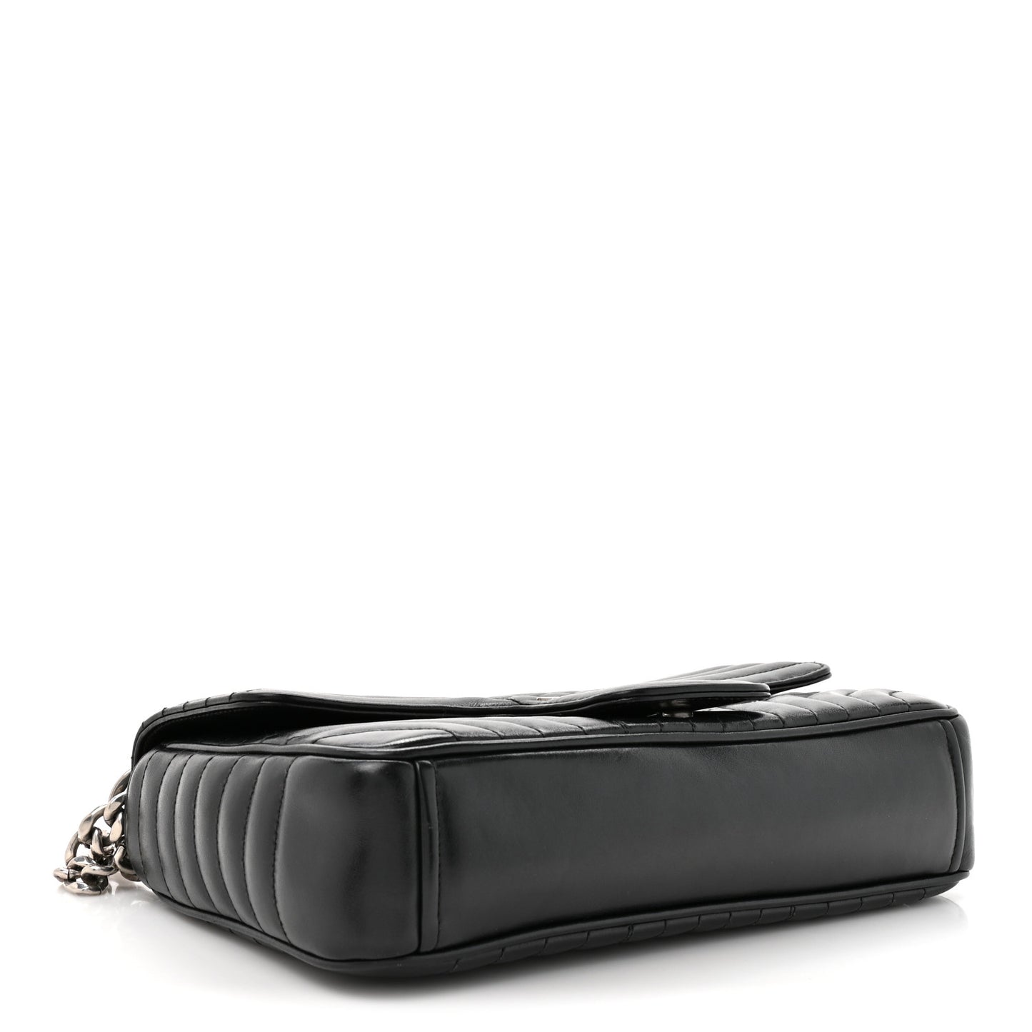 Soft Calfskin Impunture Diagramme Medium Chain Flap Shoulder Bag Black