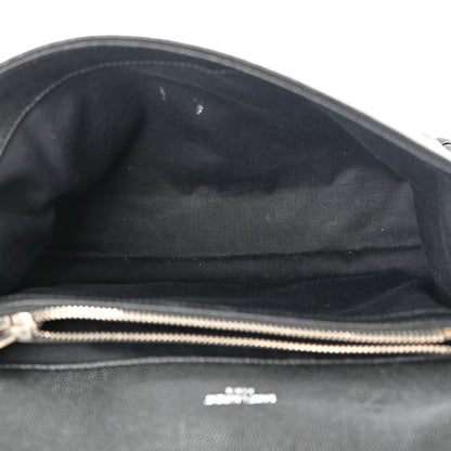 Saint Laurent Grain De Poudre Small West Hollywood Monogram Fold-Over Bag Black 5 of 12