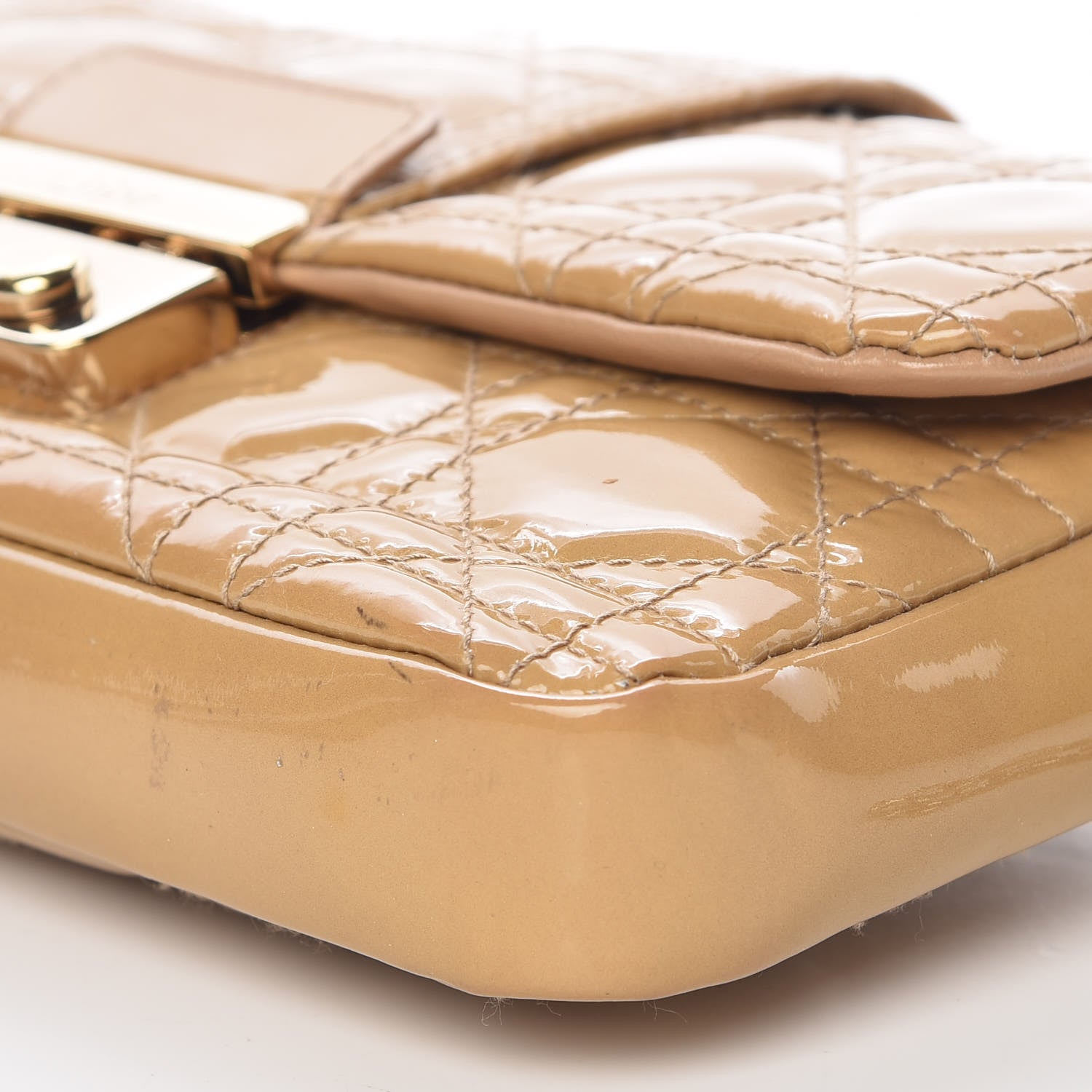 Christian Dior Patent Cannage New Lock Pouch Beige 6 of 15