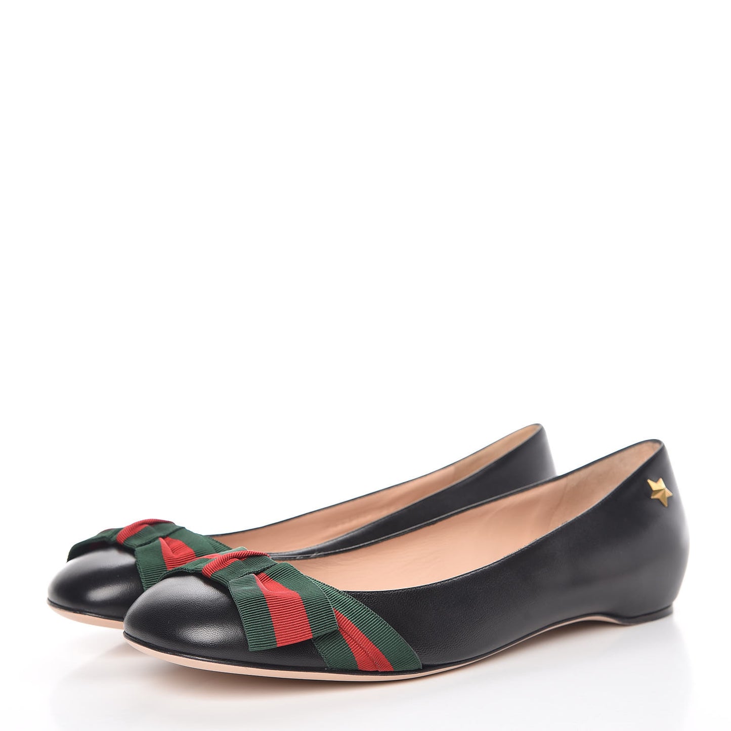 Calfskin Web Ballerina Flat 39.5 Black