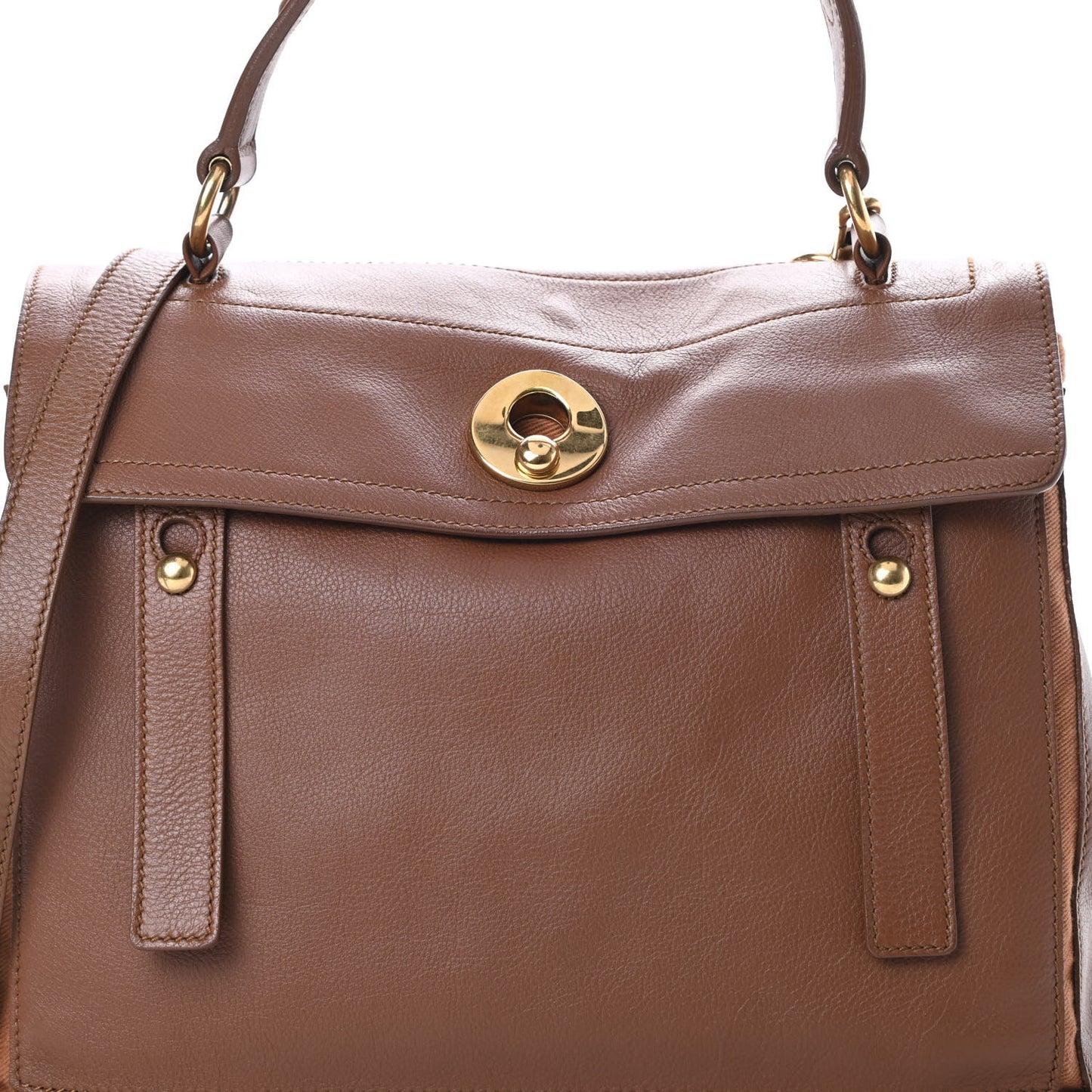 Calfskin Canvas Medium Muse Two Brown