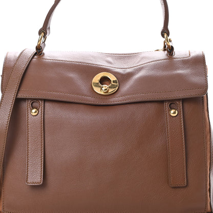 Saint Laurent Calfskin Canvas Medium Muse Two Brown 8 of 12