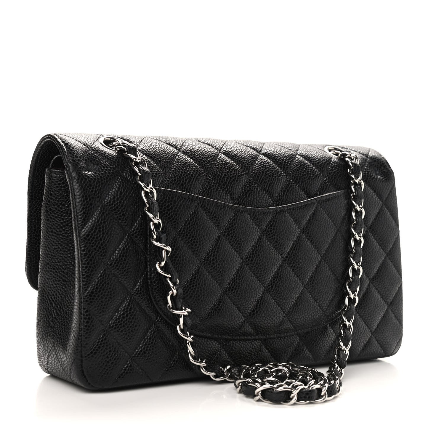 Caviar Quilted Medium Double Flap Black