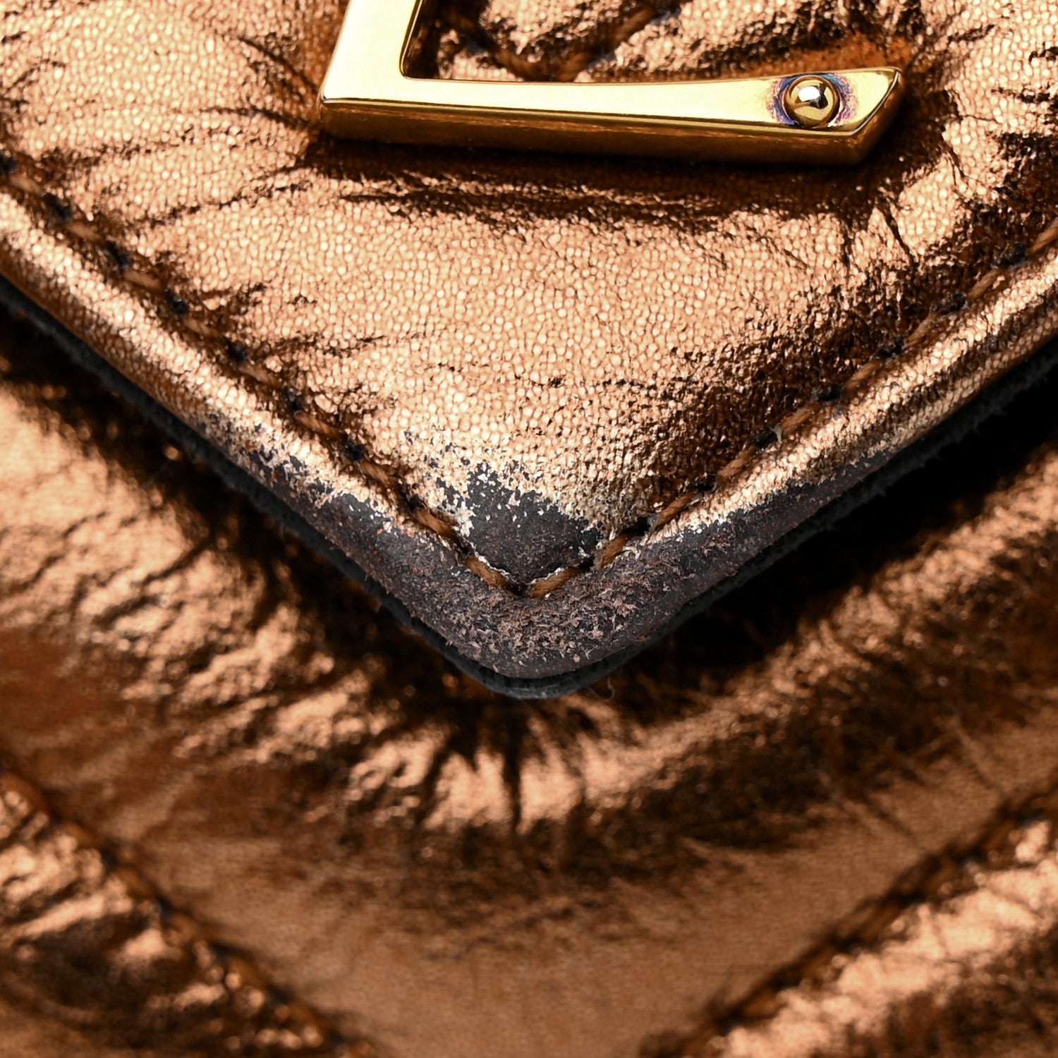 Saint Laurent Metallic Calfskin Matelasse Chevron Monogram Medium College Bag Bronze 12 of 14