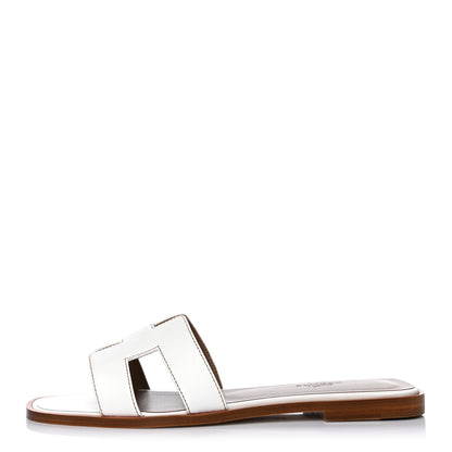 Hermes Box Calfskin Oran Sandals 38 White 1 of 4