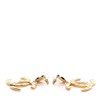 Chanel Metal Large Paris Button Earrings Gold 3 of 5