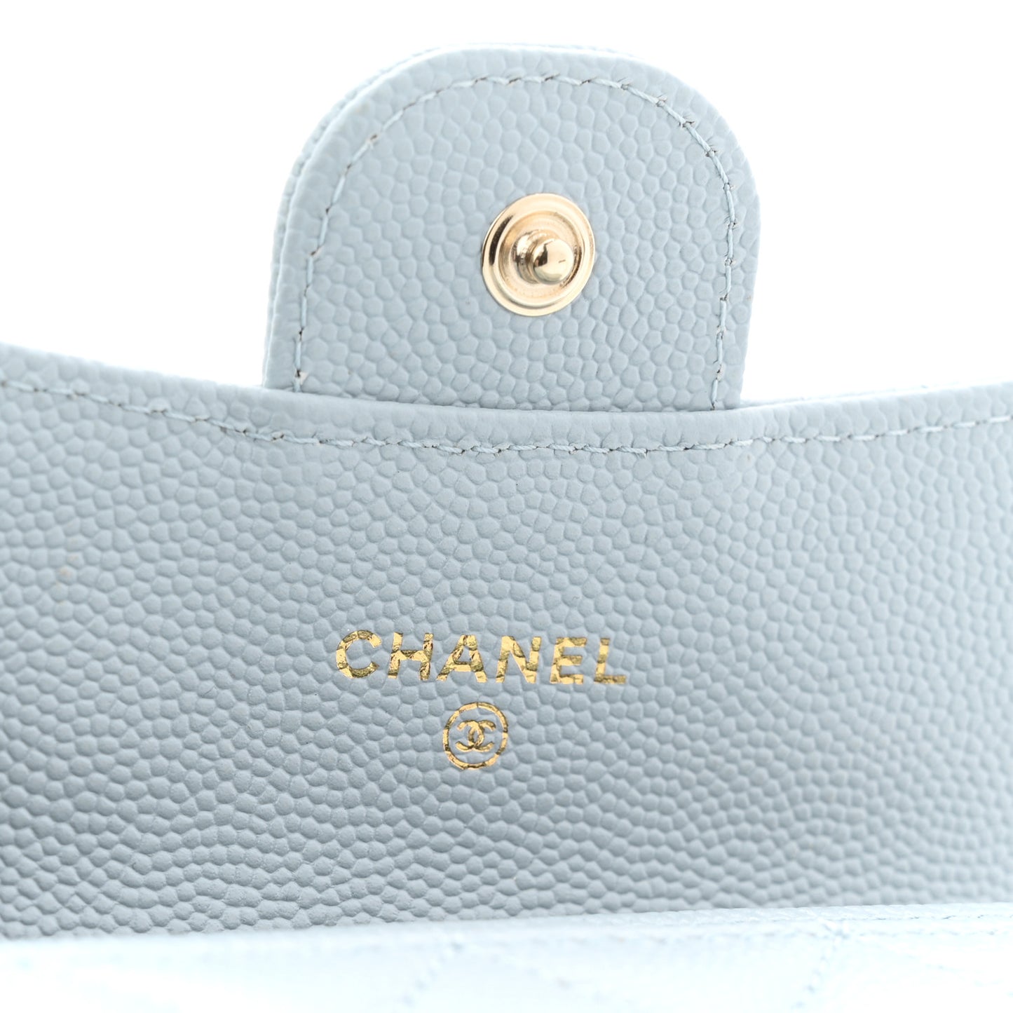 Caviar Quilted Flap Card Holder Wallet Blue