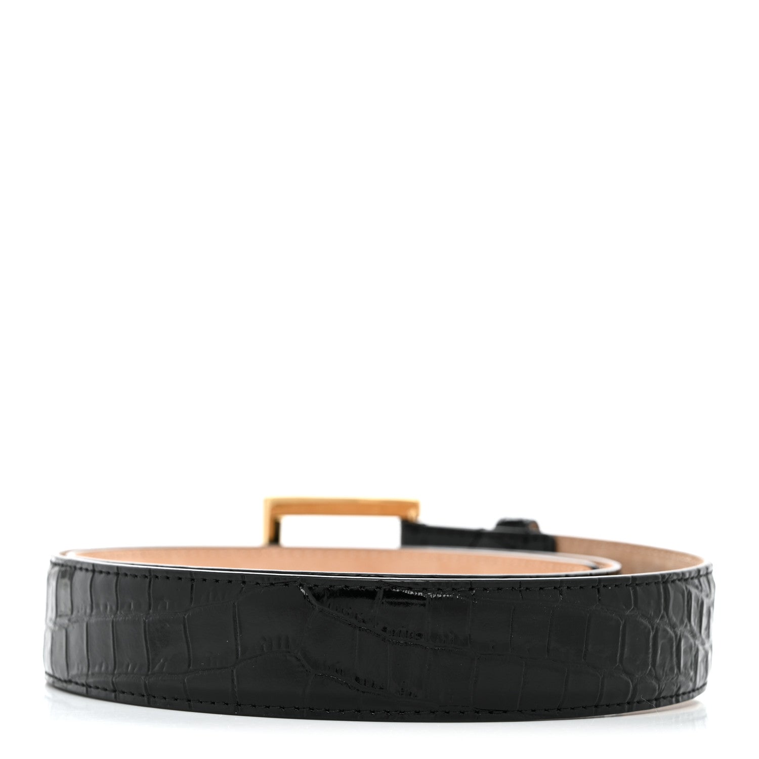 Chanel Crocodile Embossed Calfskin Belt 85 34 Black 2 of 7