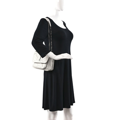 Saint Laurent Crinkled Calfskin Matelasse Monogram Baby Niki Chain Satchel White 2 of 15