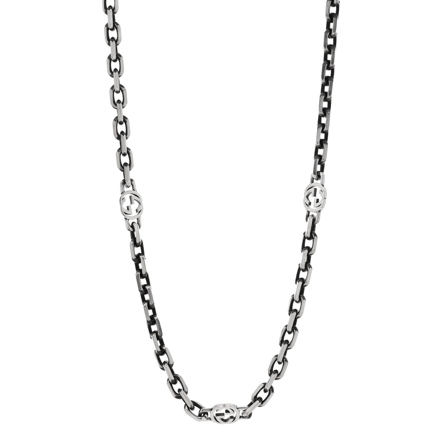 Sterling Silver Interlocking GG Chain Necklace